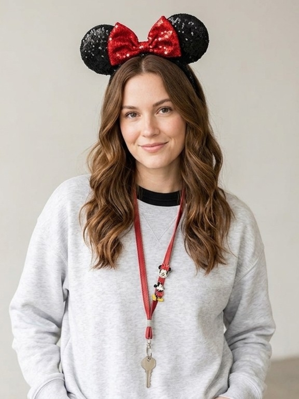 Disney Inspired NWOT Black Sequin Minnie Mouse Ears with Red Bow - Headband